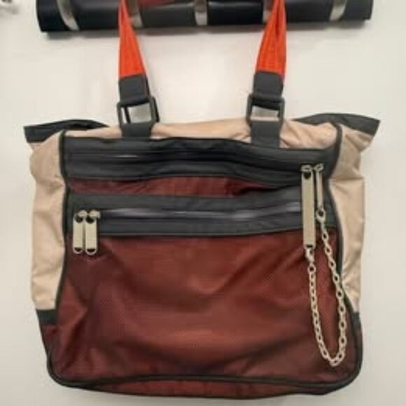 LeSportsac - Grey, Cream, & Orange Stella McCartney Collaboration Nylon Tote Bag - Picture 1 of 7